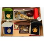 TWO SMALL BOXES OF JEWELLERY AND ACCESSORIES, to include a late Victorian silver sovereign case,