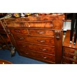 A VICTORIAN MAHOGANY SCOTTISH OF TWO SHORT AND FOUR LONG DRAWERS, width 121cm x depth 53cm x