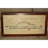 A FRAMED AND GLAZED SIGNAL BOX DIAGRAM DARLASTON GREEN SDGS, length approximately 102.5cm, height