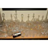 VARIOUS CUT GLASS, ETC, to include decanters, bowls, glasses etc