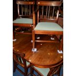 A GEORGIAN MAHOGANY D END DINING TABLE, on square tapering legs with one additional leaf, width