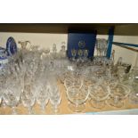 A QUANTITY OF BOXED AND LOOSE GLASSWARE, including Webb Corbett, includes 19th Century drinking