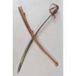 A 1854 PATTERN FRENCH CAVALRY SWORD AND SCABBARD, the blade is marked 'Gebruder-Weyersberg' and '