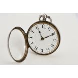 A MID VICTOTRIAN SILVER OPEN FACE POCKET WATCH, the white face with black hour makers that are