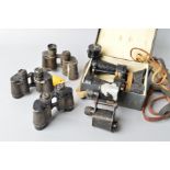 A BOX CONTAINING FIVE PAIRS OF MILITARY ISSUE FIELD BINOCULARS, as follows, Taylor Hobson, 6 x 30