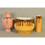 THREE PIECES OF ELERS WARE, DESIGNED BY FREDERICK RHEAD, to include a twin handled jardiniere,