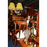 SEVEN VARIOUS TABLE LAMPS including one pressed glass shade and an Italian occasional table (8)