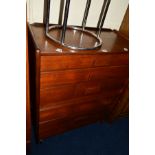 A TALL 1960'S/70'S TEAK WHITE AND NEWTON CHEST OF FIVE DRAWERS, width 81cm x depth 43cm x height