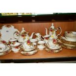 ROYAL ALBERT 'OLD COUNTRY ROSES' DINNER/TEA WARES, to include coffee pot, teapot (both seconds), two