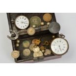 TWO EARLY 20TH CENTURY SILVER POCKET WATCHES AND COINS, the pocket watches with white dials and
