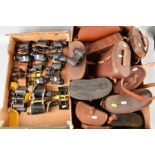 TWO LARGE BOXES CONTAINING TEN PAIRS OF MILITARY/CIVILIAN BINOCULARS, various makers and optics,