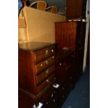 A STAG MINSTRAL FIVE PIECE BEDROOM SUITE comprising of a double door wardrobe, tallboy, chest of