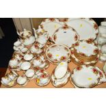 ROYAL ALBERT 'OLD COUNTRY ROSES' TEA/DINNERWARES, to include coffee pot, teapot, two graduating meat