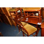 A LATE 20TH CENTURY MAHOGANY REFECTORY TABLE, width 152cm x depth 75cm x height 76.5cm, six chairs