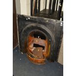 A VICTORIAN BLACK PAINTED CAST IRON FIRE SURROUND