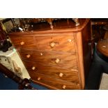 A VICTORIAN MAHOGANY CHEST OF TWO SHORT AND THREE LONG DRAWERS on baluster legs, width 119cm x depth