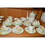 SHELLEY 'WILD FLOWERS' COFFEE WARES, No13668, to include coffee pot, cream jug, sugar bowl, twelve