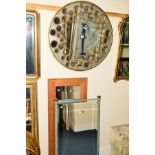 A MODERN CIRCULAR WALL MIRROR and two other wall mirrors (3)