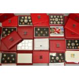 A PLASTIC BOX OF DELUXE ROYAL MINT YEAR SETS, ranging from 1985-2006, included the lowest mintage