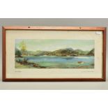 A FRAMED AND GLAZED CARRIAGE PRINT OF LOCH LOMOND, by Frank H. Mason R.I from the L.N.E.R. Postwar