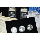 TWO CASED SETS OF SILVER COINS, to include The Tribute to the Armed Services silver proof set of