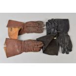 TWO PAIRS OF FLYING GLOVES FROM THE WWII PERIOD, with written provenance regarding their owner as