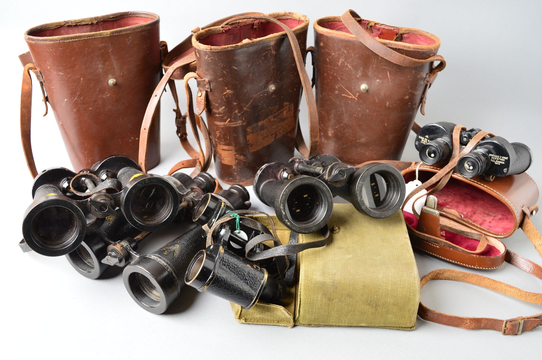 A BOX CONTAINING FIVE PAIRS OF MILITARY ISSUE FIELD BINOCULARS, WWII era as follows, Barr & - Image 4 of 6