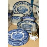 A SMALL QUANTITY OF PALISSY BLUE AND WHITE '1790 AVON SCENES' DINNER WARES, including an oval meat