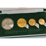 AN EDWARD VII 1902 GOLD AND SILVER SET OF COINS, to include double sovereign, sovereign, half