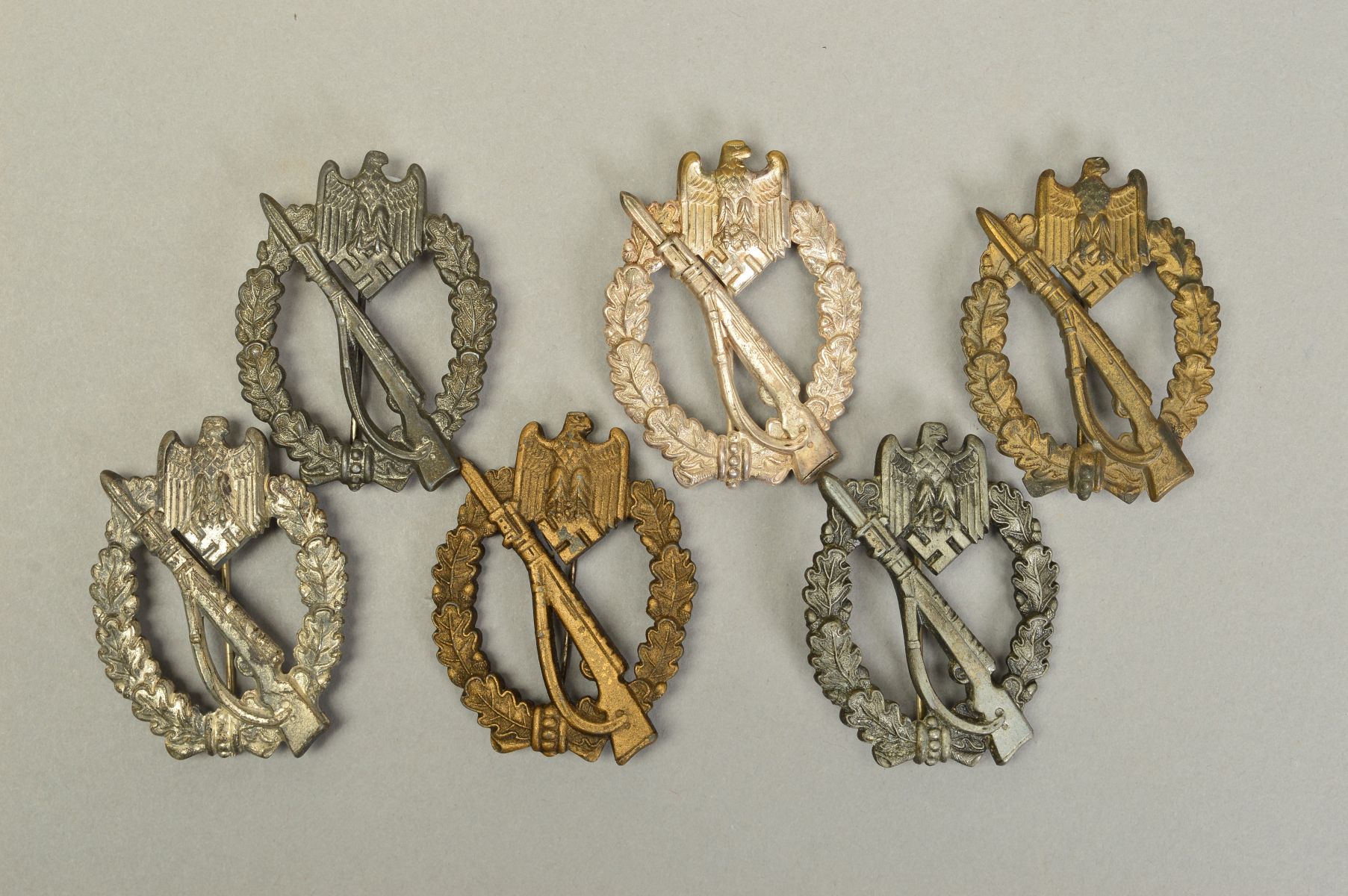 A COLLECTION OF 3RD REICH WII INFANTRY ASSAULT BADGES (INFANTERIE STURM ABZEICHEN), as follows, a