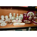 VARIOUS ORNAMENTS, VASES, ETC, to include Limoges trinkets, plates, vases, Royal Crown Derby Old