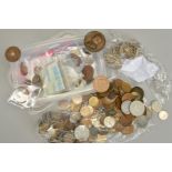 A PLASTIC BOX OF MAINLY UNCIRCULATED COINAGE, India, Palestine, Eire, France, Portugal, Africa,