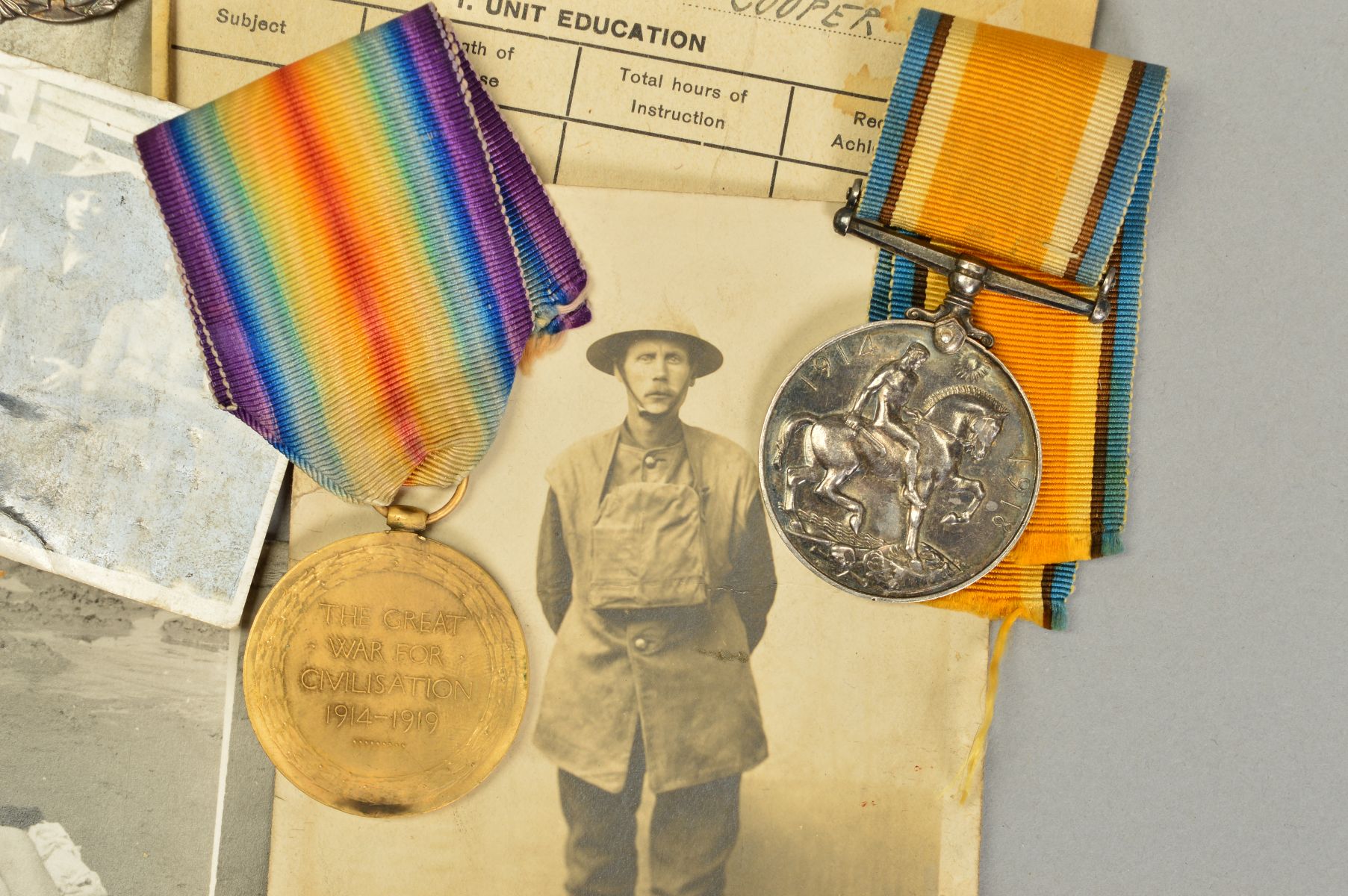 A BOX CONTAINING THE FOLLOWING BRITISH WAR AND VICTORY MEDAL PAIR, named to 61935 Pte G.H. Cooper, - Image 4 of 5