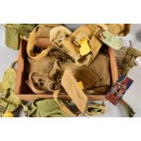 A LARGE BOX CONTAINING A LARGE NUMBER OF MILITARY CANVAS ITEMS, WWII and later to include '