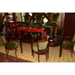 AN EARLY 19TH CENTURY MAHOGANY D END DINING TABLE, with a central drop leaf, raised on twelve square