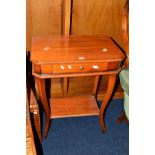 A REPRODUCTION CHERRYWOOD HALL TABLE with a single drawer
