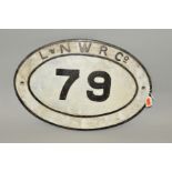 A CAST IRON LONDON & NORTH WESTERN RAILWAY CO BRIDGE PLATE, No.79, raised black lettering, numbers