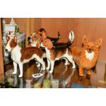 FOUR BESWICK DOGS, Bull Terrier 'Romany Rhinestone' No970, Corgi No1299B, Beagle 'Wendover Billy'