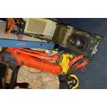 A HAYTER HARRIER 41 ELECTRIC LAWN MOWER and a Karcher 411A jetwash with attachments, Flymo garden