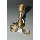 A GEORGE V SILVER DWARF CANDLESTICK OF CIRCULAR FORM, loaded base, London 1912, height 13cm,