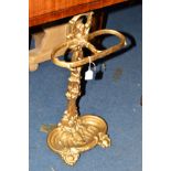 A GILT PAINTED CAST IRON UMBRELLA STAND, height 54cm