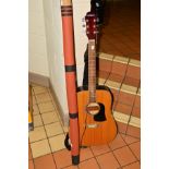 AN ARIA SIX STRING ACOUSTIC GUITAR, model number AW-20N, fitted with an artec electric pick up,