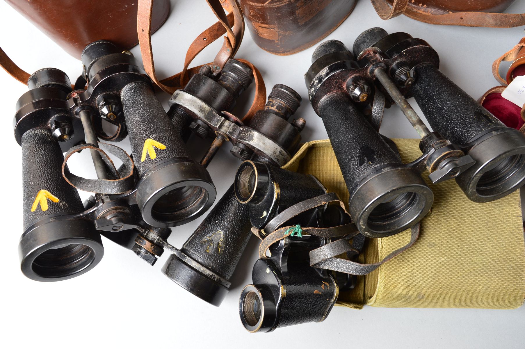 A BOX CONTAINING FIVE PAIRS OF MILITARY ISSUE FIELD BINOCULARS, WWII era as follows, Barr & - Image 6 of 6