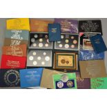 A BOX OF UNITED KINGDOM YEAR SET OF COINS, from 1970 to 1991 (19), sets with two being Sri Lanka and