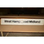 A B.R. MODERN IMAGE PLASTIC STATION NAME SIGN, West Hampstead Midland, black lettering on white