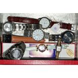 EIGHT WRIST WATCHES, to include a Venice Murano glass lady's watch, a chronograph watch, a Lorus