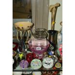 A GROUP OF GLASSWARE to include Caithness footed bowl, paperweights 'Crossed Halberds', 'Moon