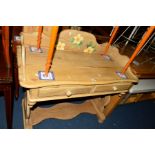 A VICTORIAN PINE WASHSTAND with raised back and sides and two drawers, width 101cm x depth 48cm x