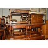 A BEVAN FUNNEL OAK NEST OF THREE COFFEE TABLES, together with a similar occasional table, hinged