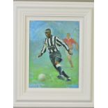 CRAIG CAMPBELL (BRITISH CONTEMPORARY) 'ANDY COLE', a portrait of the footballer wearing Newcastle